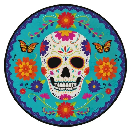 EKO Papírové party talíře Halloween - Day of the dead modré 23 cm