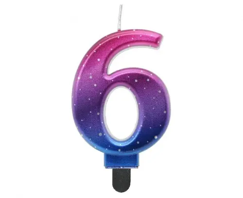 Svíčka dortová číslice 6 Noční obloha - metalická 8 cm
