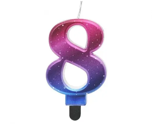 Svíčka dortová číslice 8 Noční obloha - metalická 8 cm