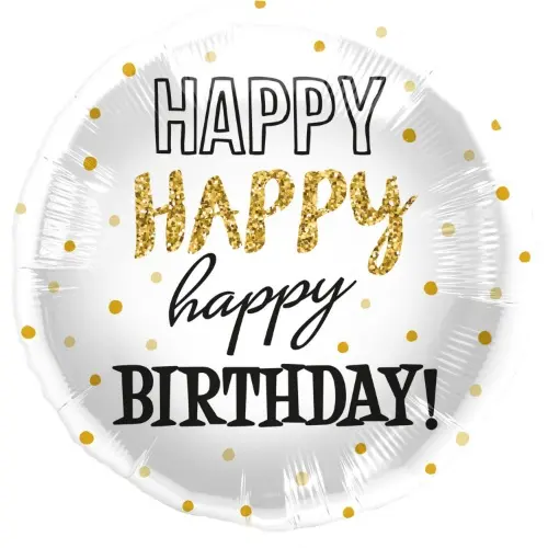 Foliový balonek zlaté puntíky - Happy Birthday - 45 cm Folat