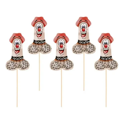 Dekorace na muffiny Veselý penis 12,5 cm - 6 ks