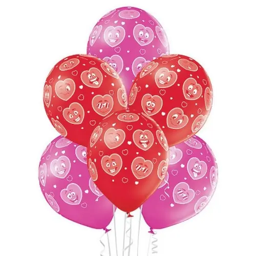 Latexové balonky Heart Smileys - 6 ks