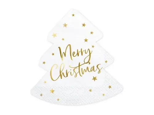 Papírové ubrousky ve tvaru stromečku Merry Christmas 20 ks - 16 x 16,5 cm