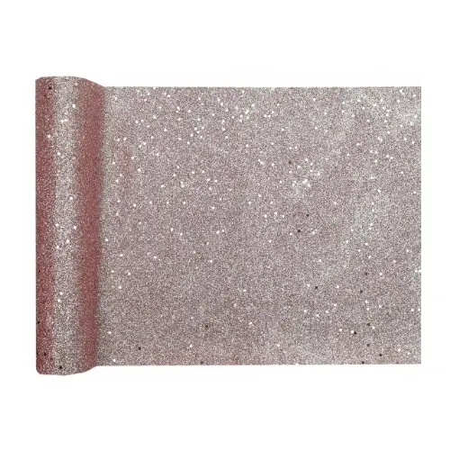 Stolová šerpa s třpytkami rosegold – 28 cm × 3 m