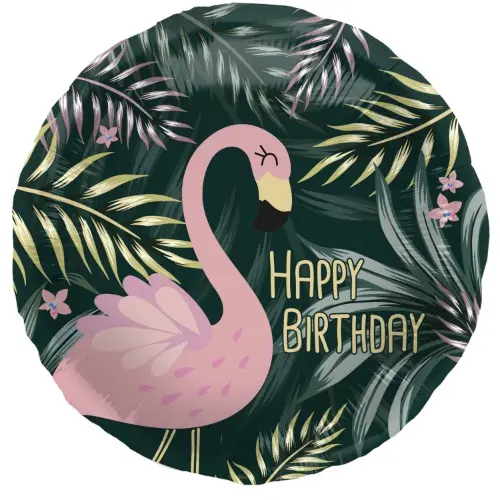 Foliový balonek Happy Birthday - flamingo 45 cm