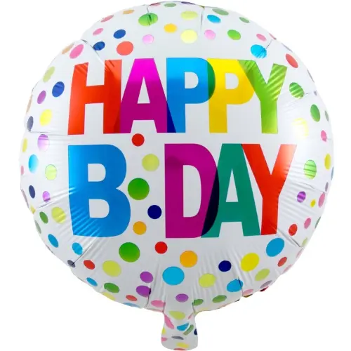 Foliový balonek Happy Birthday - Barevné puntíky 45 cm