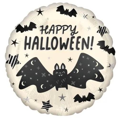 Foliový balonek Satin - netopýři Happy Halloween - 43 cm