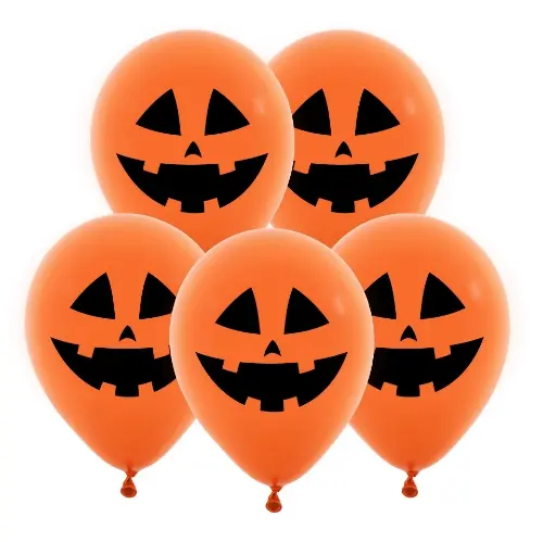 Balonky s potiskem Halloweenská Dýně, 30cm - 5 ks