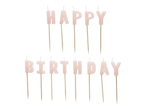 Narozeninové svíčky Happy Birthday, 2,5 cm, růžové