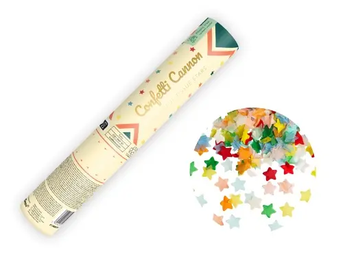 Vystřelovací konfety barevné hvězdičky, 20 cm