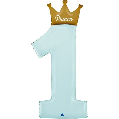 Foliová číslice 1 s korunkou modrá, 102 cm