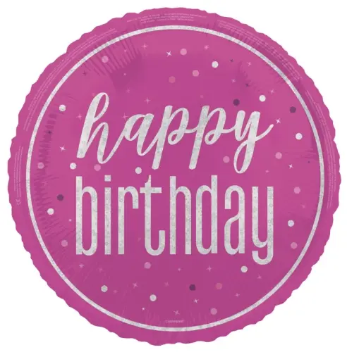 Foliový balonek Happy Birthday Pink Glitz, 45 cm