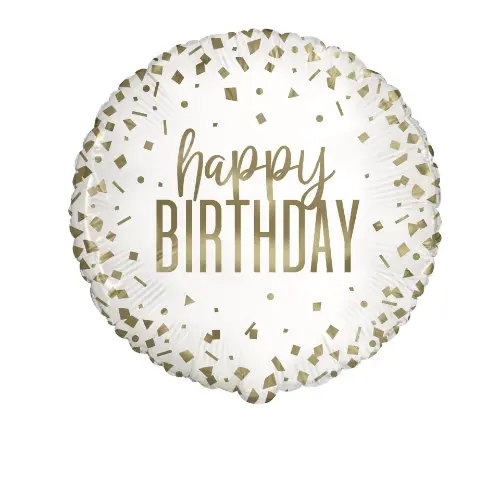 Foliový balonek Happy Birthday Gold Confetti, 45 cm