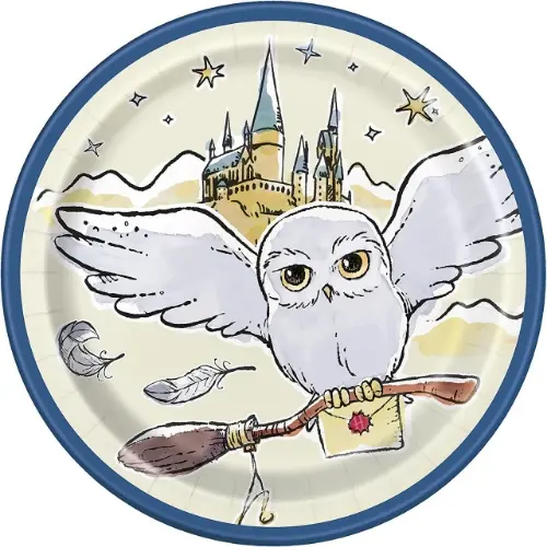 Papírové talíře Harry Potter Sova Hedvika 18 cm, 8 ks
