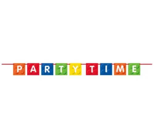Papírový banner Stavební kostky „Party Time“ - 1,83 m