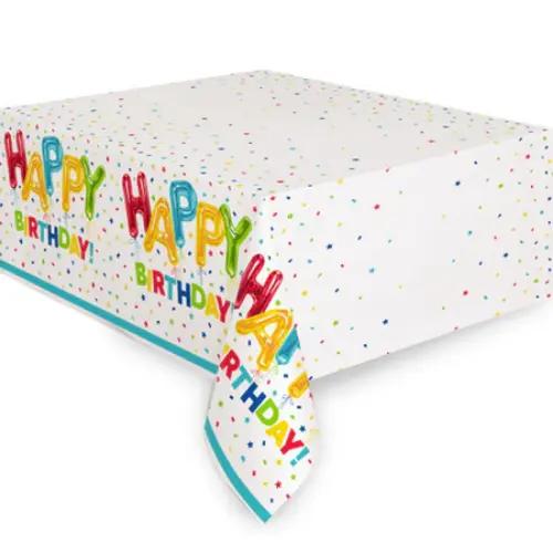 Plastový ubrus Happy Birthday s balónky 137 × 213 cm