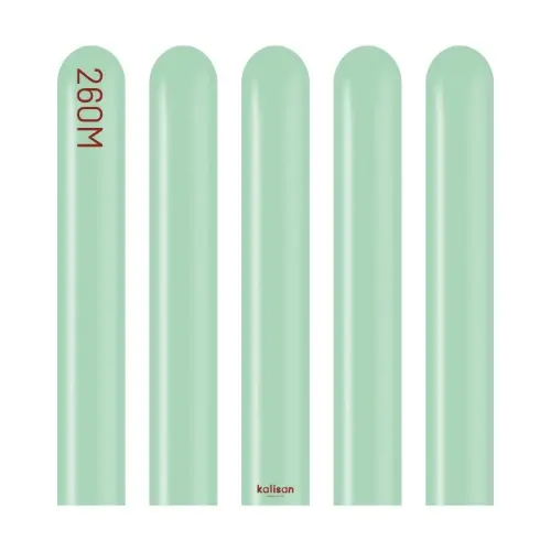 Modelovací balonky zelené, Macaron Green 260M – 100 ks