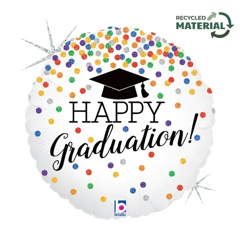 Fóliový balonek Happy Graduation s konfetami – 45 x 45 cm