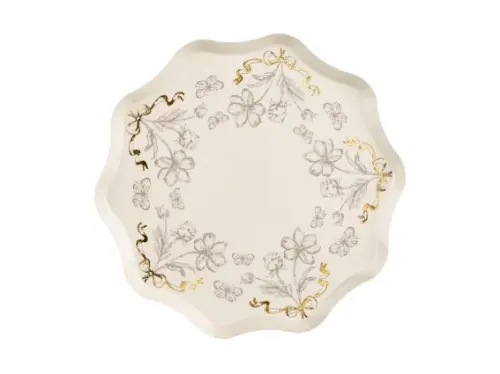 Papírové talířky květinový vintage vzor – 20 cm, 6 ks