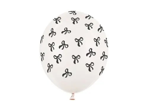 Balonky Černá mašlička – krémově bílé 6 ks, 30 cm