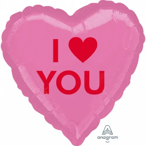 Fóliový balonek srdce I Love You růžový 43 cm