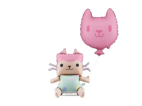 Fóliové balonky Gábinin kouzelný domek Baby Box a růžová kočka – 2 ks