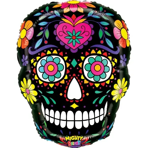 Fóliový balonek Sugar Skull Mighty Black – 66 cm