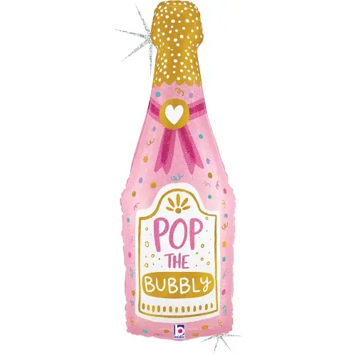 Foliový balonek láhev Pop the Bubbly růžová 94 cm
