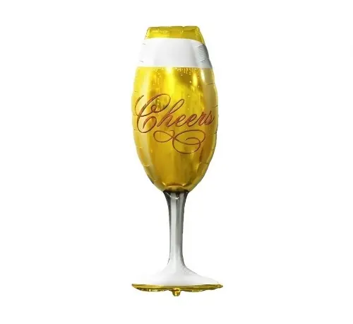 Fóliový balonek Zlatá sklenka Cheers – 22 × 73 cm