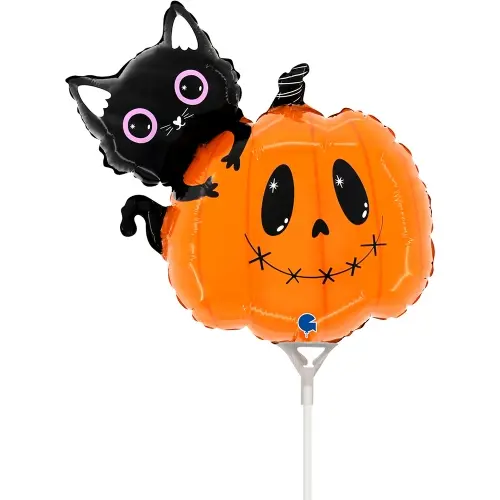 Fóliový balonek mini kočka a dýně – Halloween 26 x 27 cm