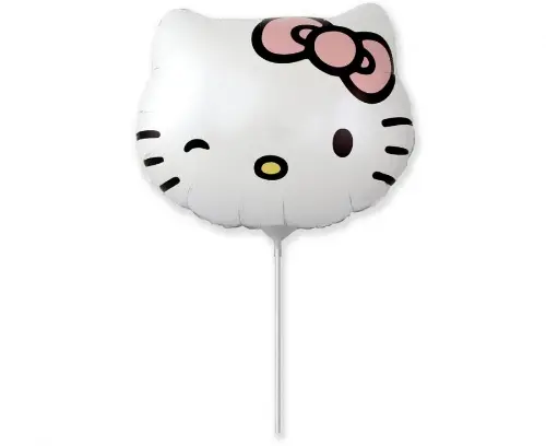 Mini balónek na tyčku Hello kitty hlava - 35 cm