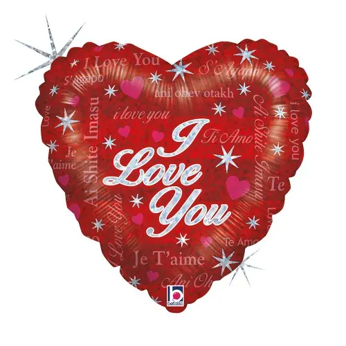 Fóliový balonek srdce Sparkling Love I Love You 45 cm