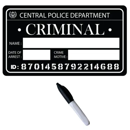 Fotorekvizita Policejní tabulka Criminal – černá