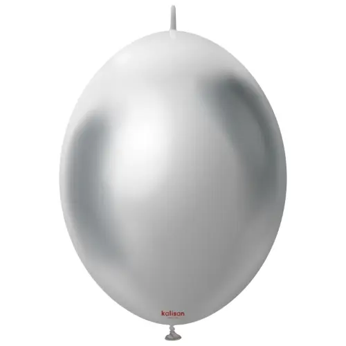Spojovací balonky stříbrné chromové, Mirror Silver 15 cm/6", 50 ks