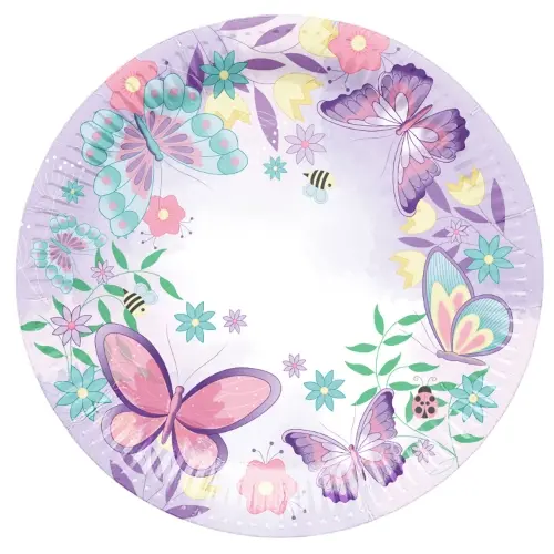 Papírové talíře Flutter Garden motýlci 23 cm – 8 ks