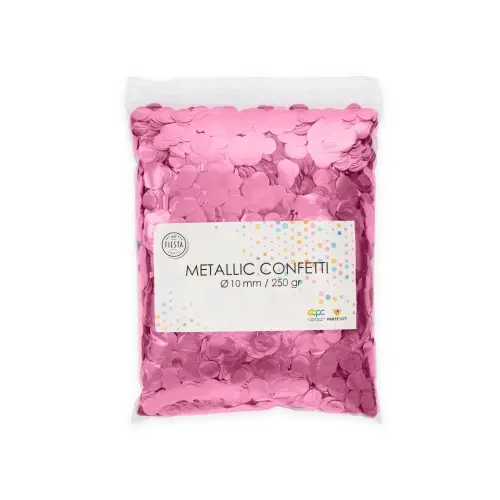 Metalické konfety kolečka růžové 10 mm – 250 g