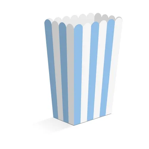 Papírové krabičky na popcorn pruhované modré 6,3 x 4,4 x 13,5 cm – 8 ks
