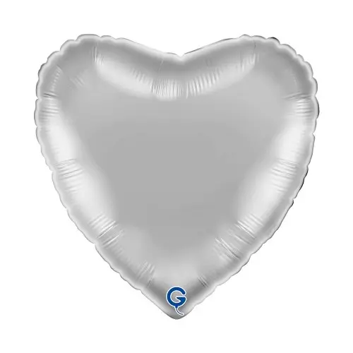 Fóliový balonek srdce stříbrné - Silver 45 cm/18"