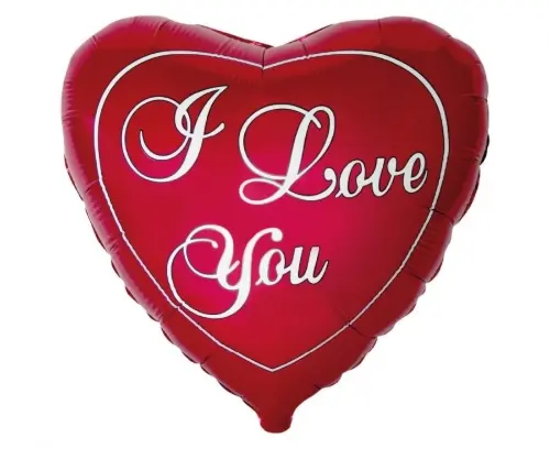 Fóliový balonek srdce červený s bílým nápisem I Love You – 45 cm