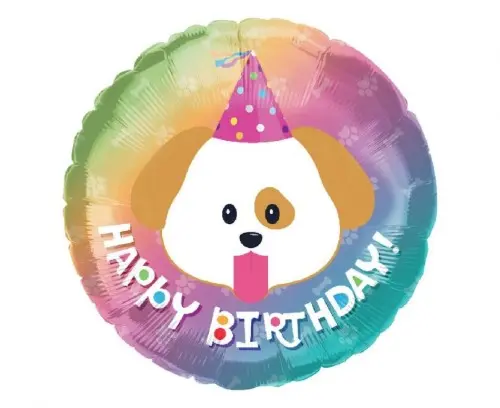 Fóliový balonek narozeninový pejsek Happy Birthday 46 cm