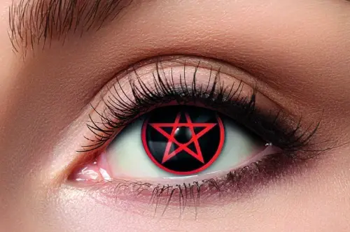 Barevné kontaktní čočky Red Pentagram, 3měsíční, 1 pár