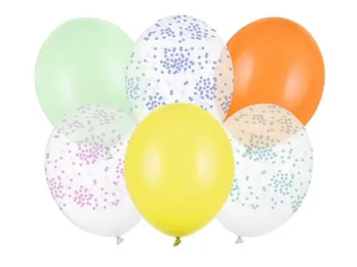 Latexové balónky Konfetti pastelový mix 30 cm, 6 ks