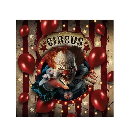 Papírové ubrousky Strašidelný cirkus – klaun, 33 x 33 cm, 20 ks