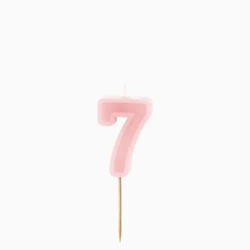 Dortová svíčka číslo 7 – pastelově růžová, 6 cm