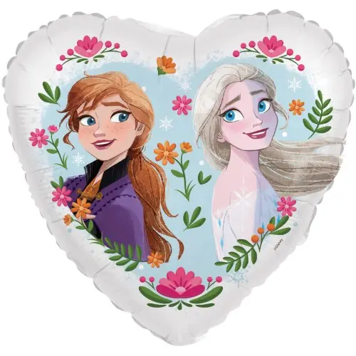 Fóliový balonek srdce Frozen Anna a Elsa – 45 cm