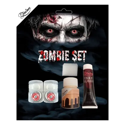Zombie make-up set – kontaktní čočky, umělá krev a líčení