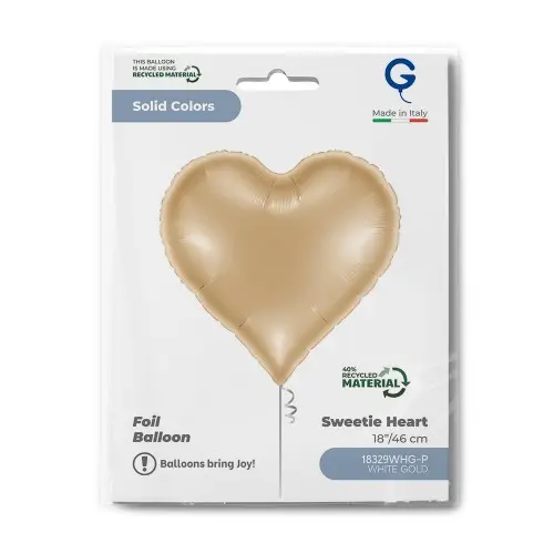 Foliový balonek srdce White Gold – 46 cm