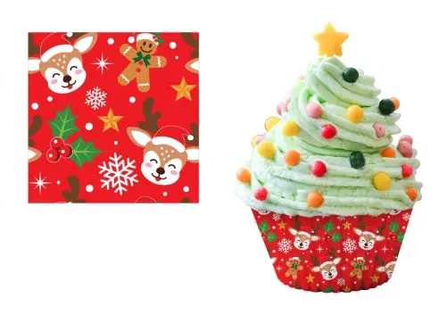 Vánoční papírové košíčky na muffiny Sob a perníček 5 cm – 50 ks