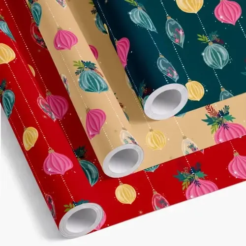 Vánoční balicí papír Vánoční ozdoby – 70 cm × 5 m