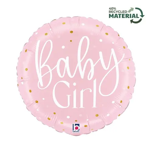 Foliový balonek Baby Girl růžový s puntíky – 46 cm